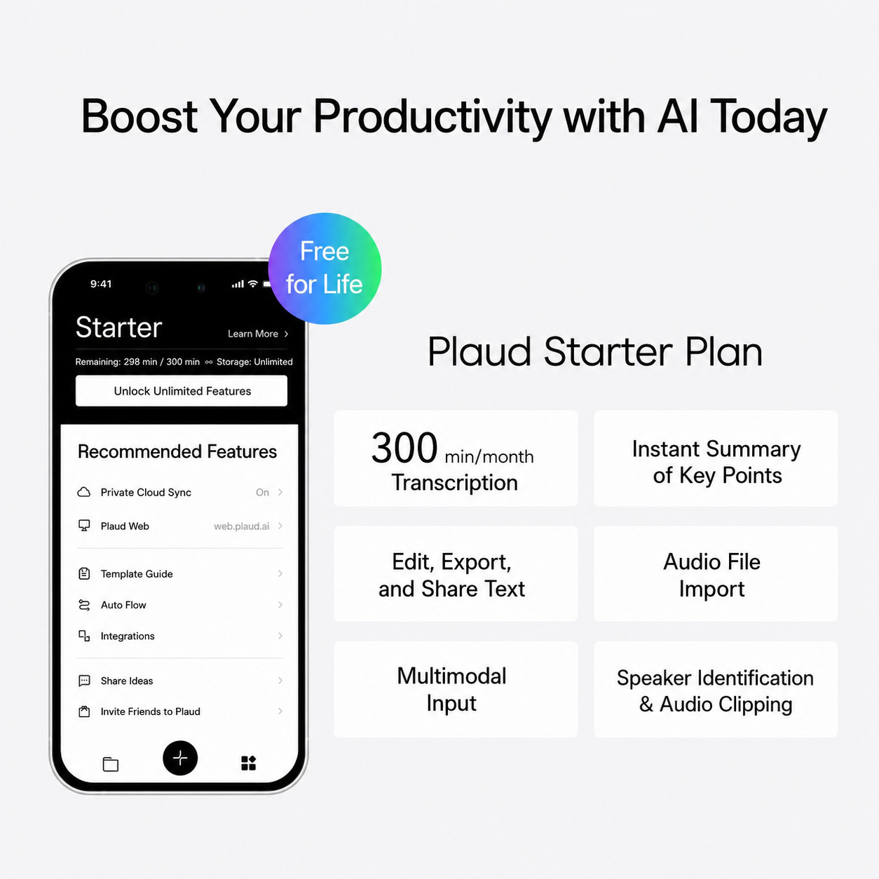Plaud Note AI Voice Recorder 64GB 30 Hour Auto Transcription 112 Languages