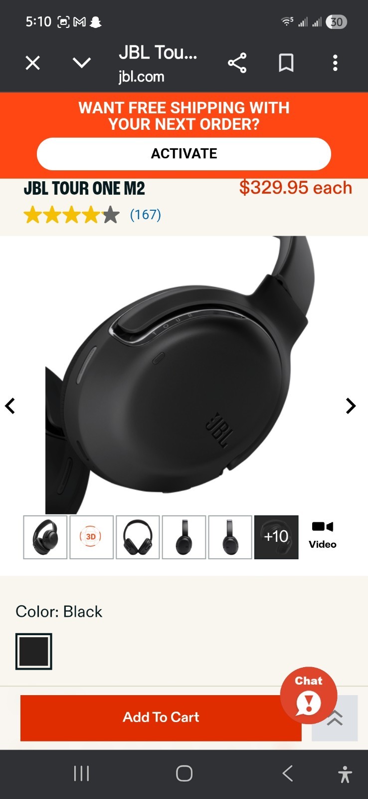 JBL Tour One M2 Wireless Over-Ear Headphones Black Adaptive Noise Cancelling