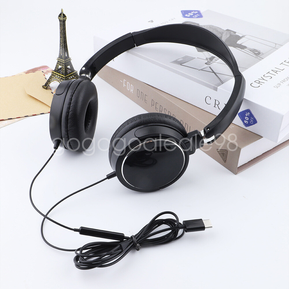 Wired Earphone with Mic 3.5mm/Type-C Plug Lightweight Foldable Portable Headset