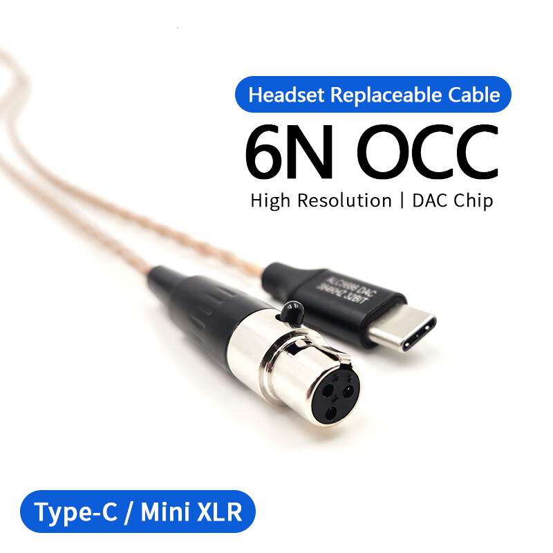 6N HiFi DAC Type C To 3 Pin Mini XLR Audio Cable For Beyerdynamic AKG Headphone