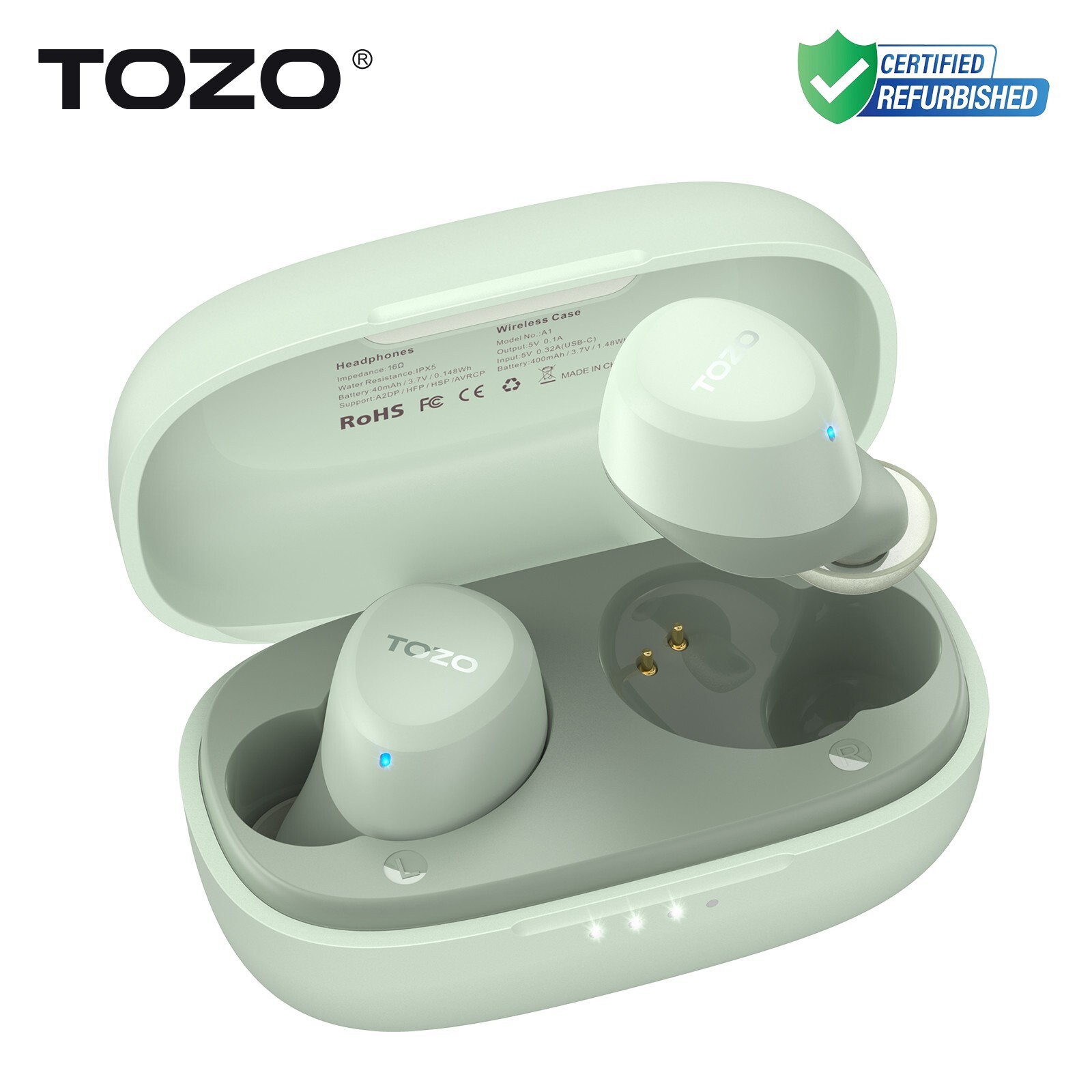 TOZO A1 Wireless Earbuds Bluetooth 5.3 Headphones, Green (Renew)