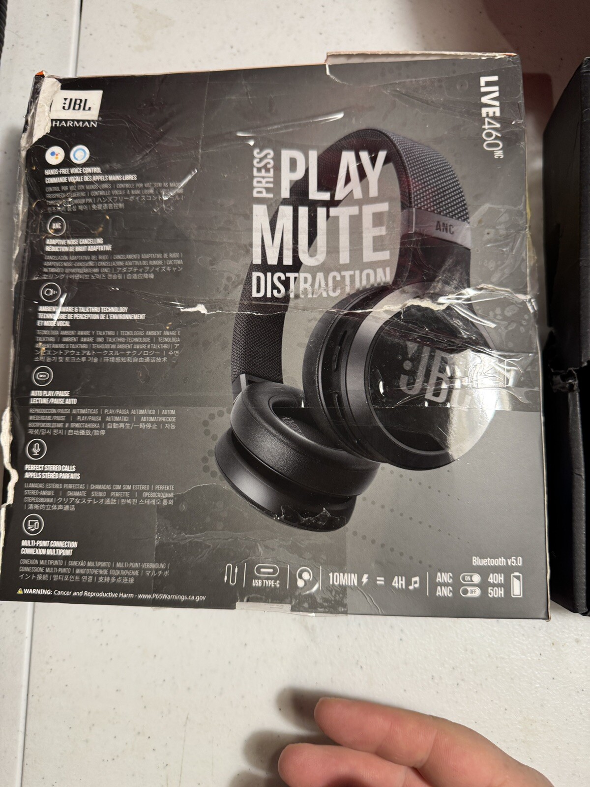 JBL Live 460NC Adaptive Noise Cancelling Over Ear Headphones, Black • New No Box