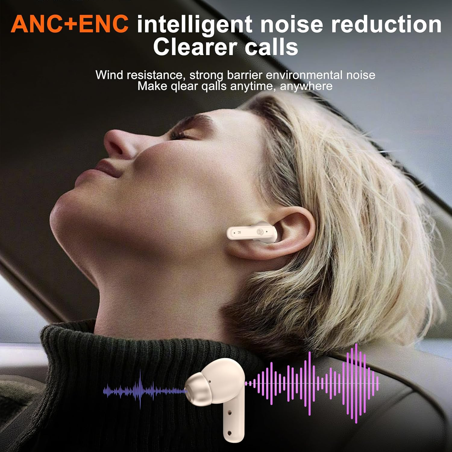 Wireless Earbuds Bluetooth 5.4 Headphones, Touch Screen, Active Noise Cancelling