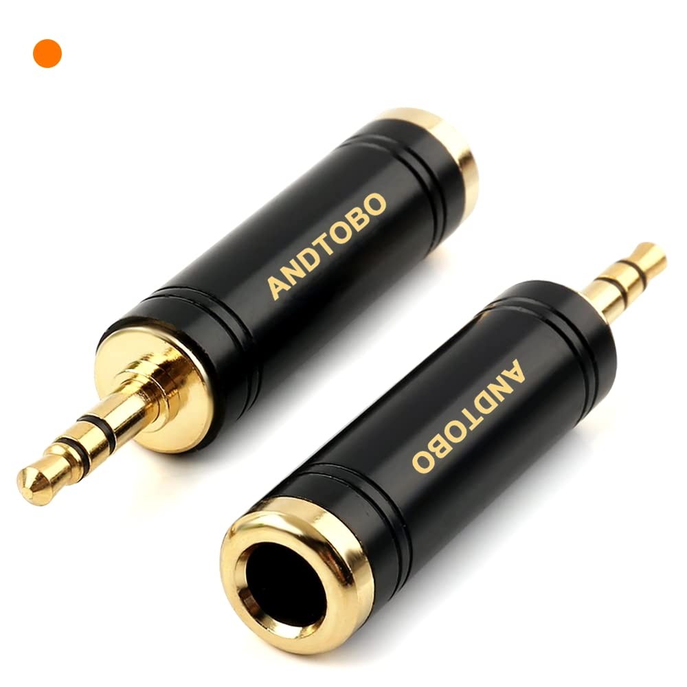 ANDTOBO 1/4” to 3.5 mm Stereo Pure Copper Headphone Adapter, 3.5 mm(1/8”) Plug