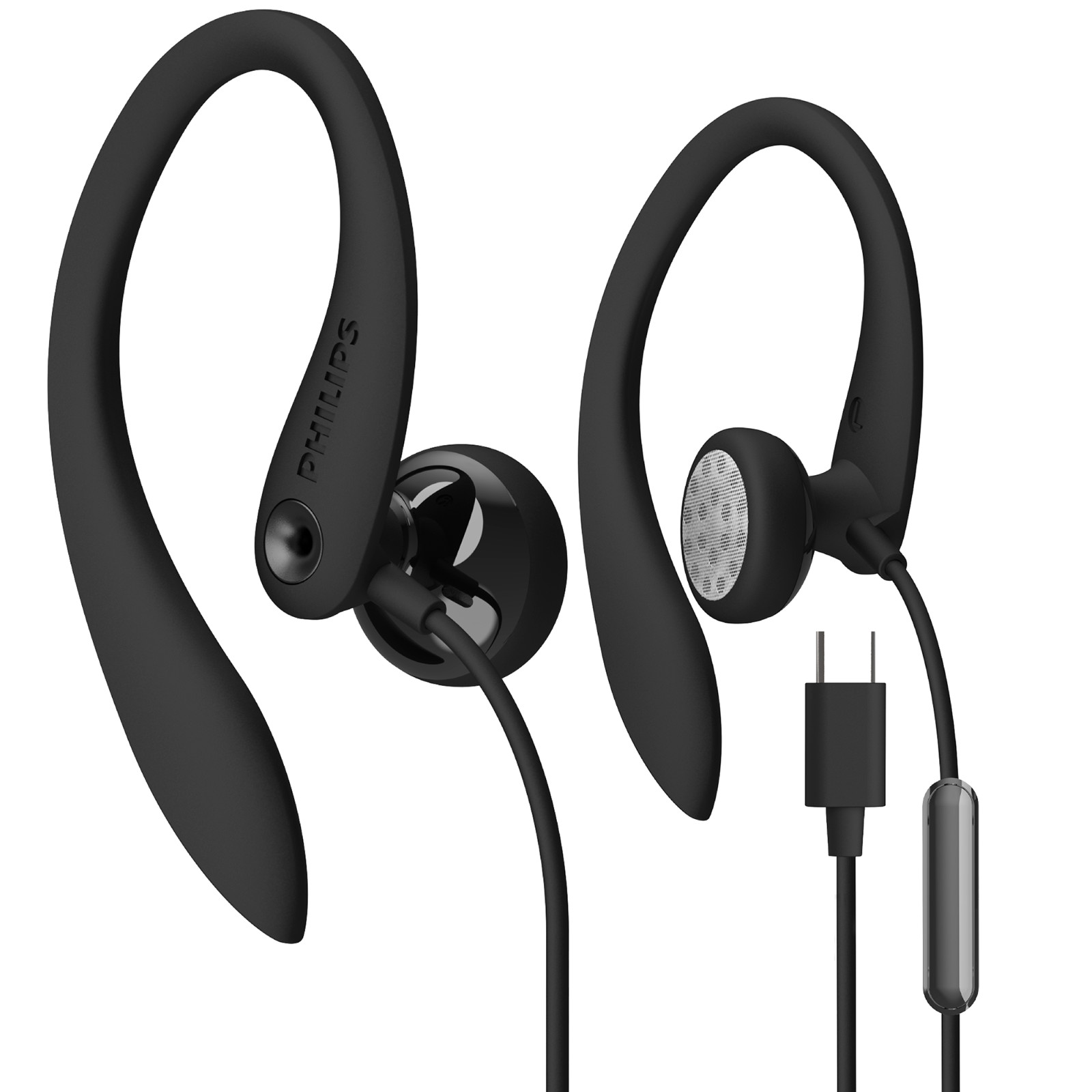 Philips USB-C Wired Earbuds w/mike Over-Ear Sport Earhooks Gym Running Headphone