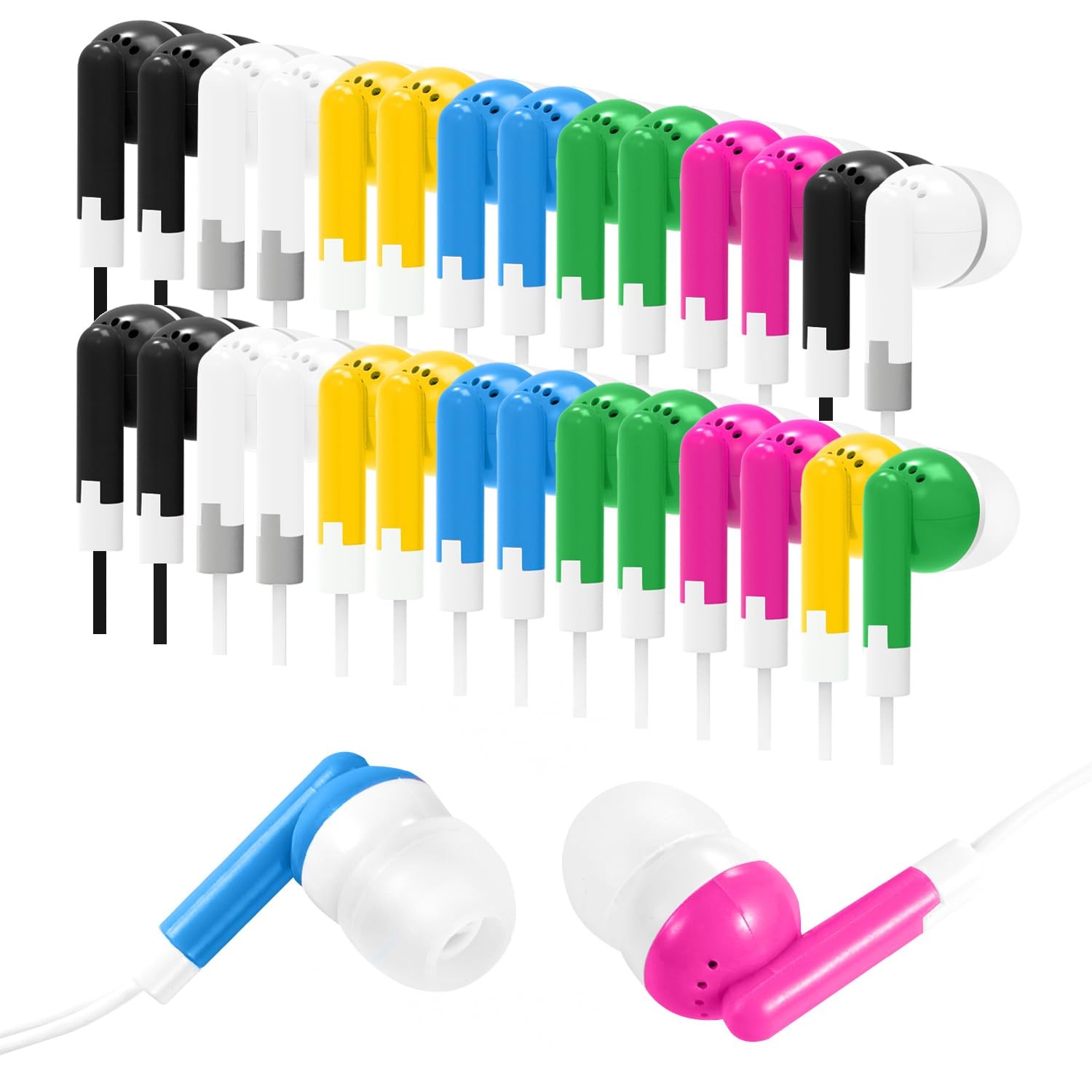 Wensdo 30 Packs Kids Earbud Headphones Bulk, Wired Earphones with 3.5 mm Jack…