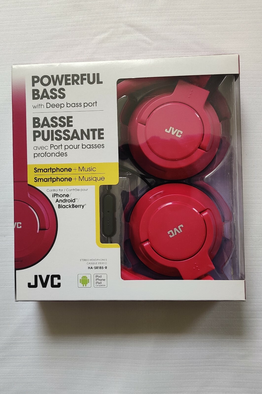 JVC Powerful Bass HA-SR185-R Stereo Headphones