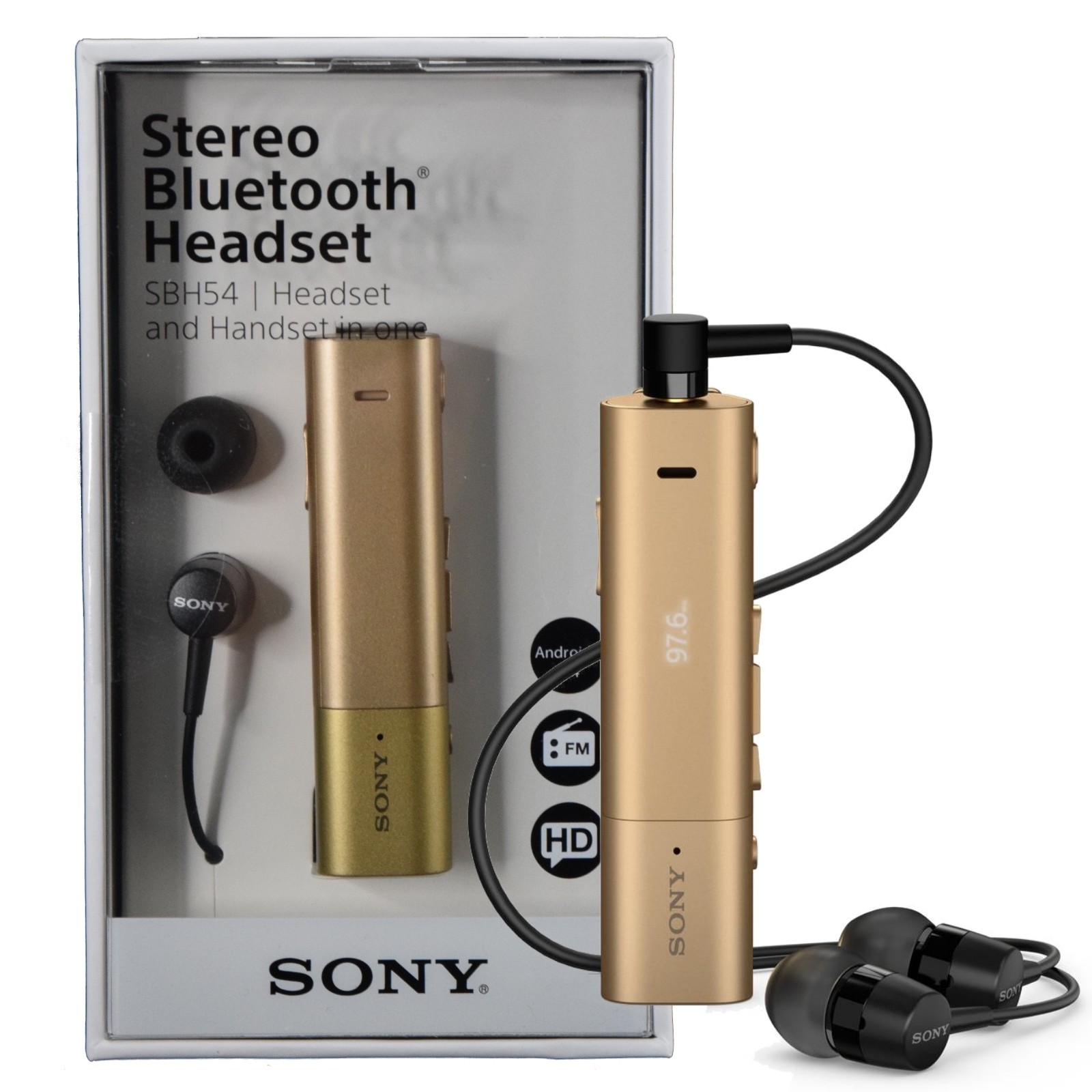 Sony SBH54 NFC Stereo Bluetooth HD Voice Noise Cancellation Headset FM – Gold