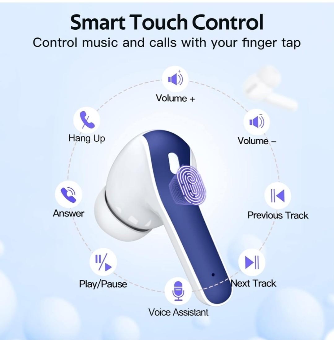 TAGRY X08 Bluetooth Wireless Earbuds Blue And White Used Working