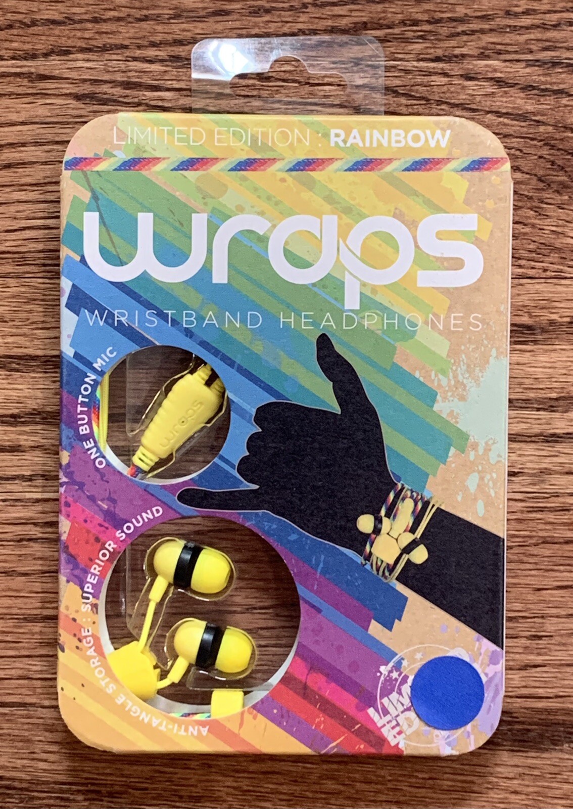 WRAPS Braided Fabric Cable Wristband Headphones Rainbow WRLERA-V16M New Sealed
