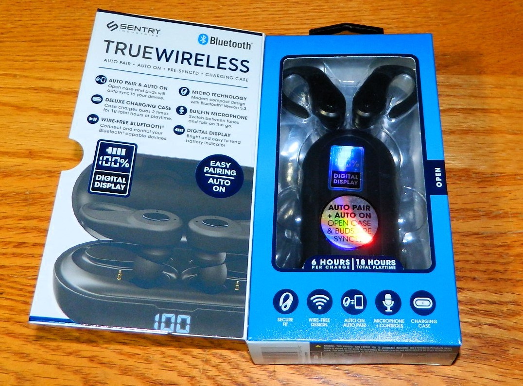 Sentry BT998 True Wireless Bluetooth Earhooks Earbuds New Sealed
