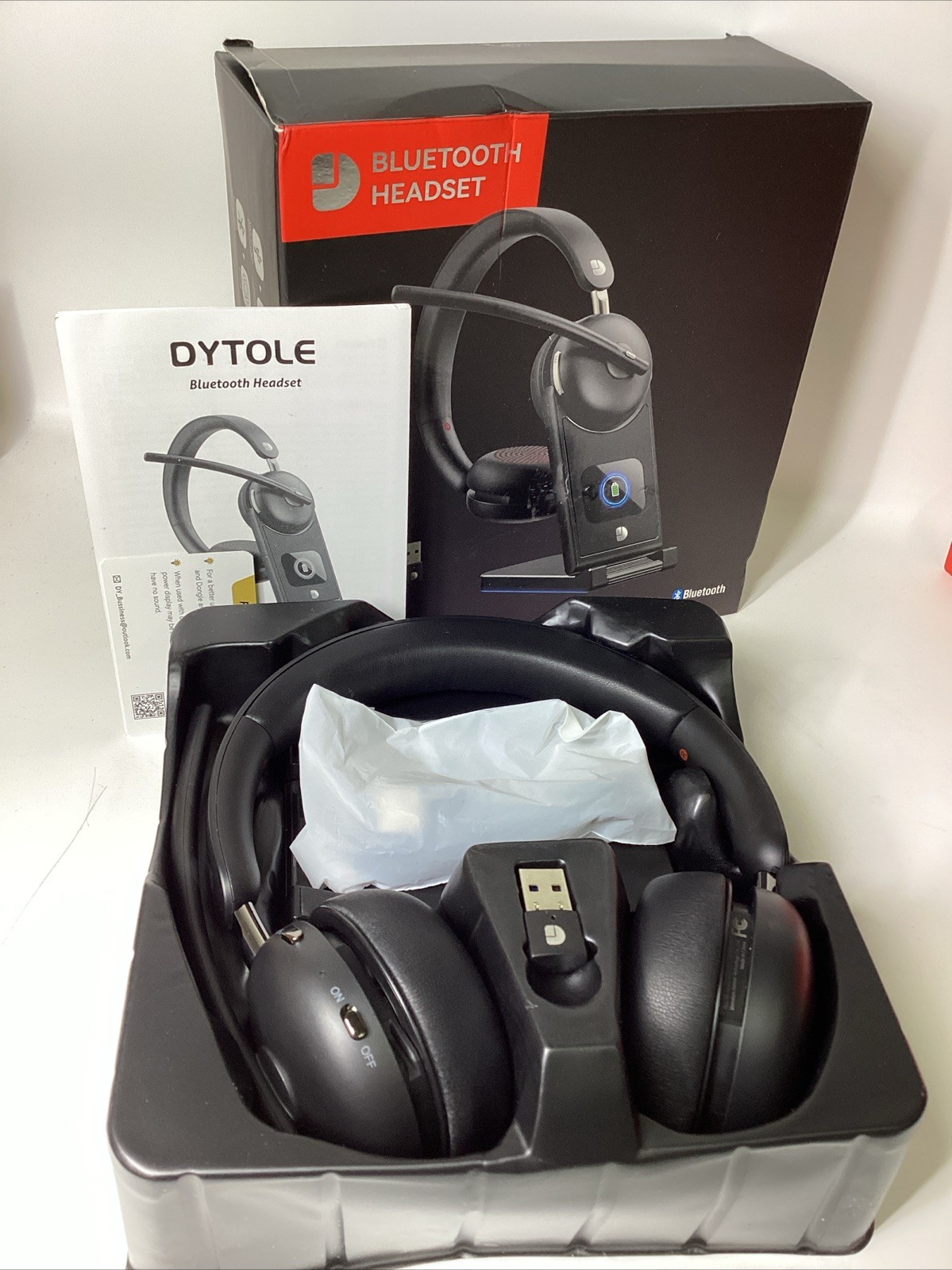 Dytole DY107 Wireless Headset w/Mic for Work-Bluetooth 5.3 Headset, Noise Cancel