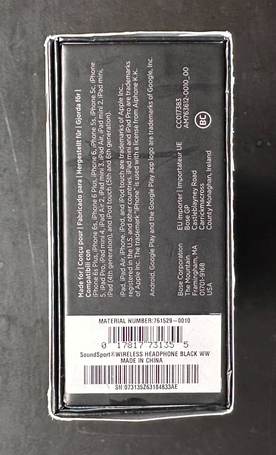 VGUC Bose SoundSport Wireless In-Ear Headphones with Box Tested