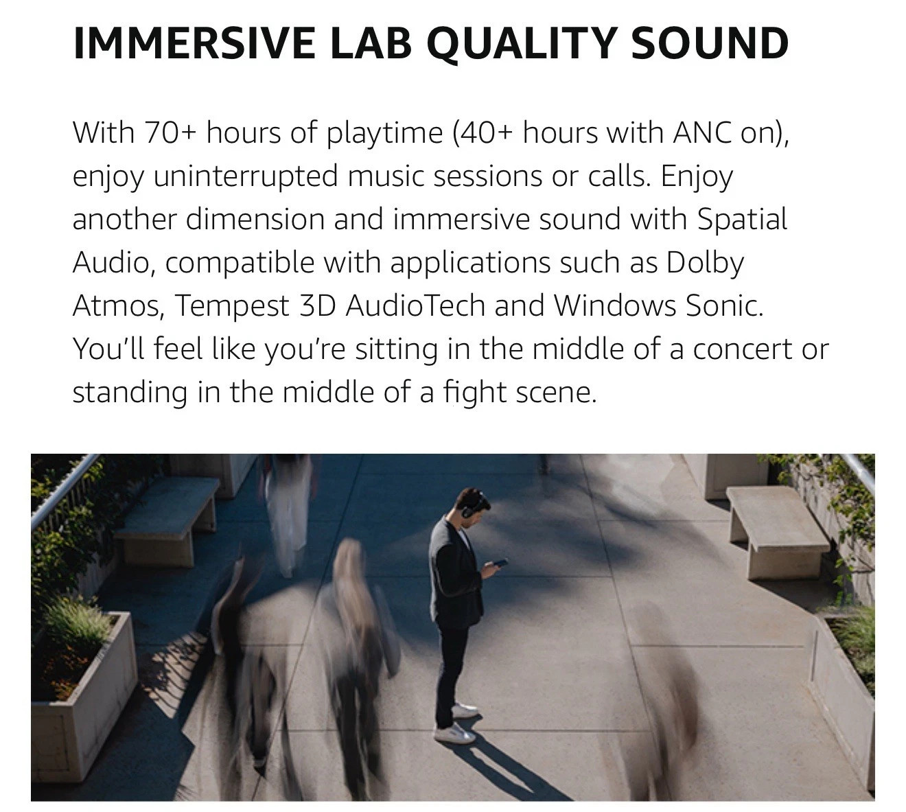 JLab JBuds Lux Active Noise Canceling Bluetooth Wireless Headphones Graphite