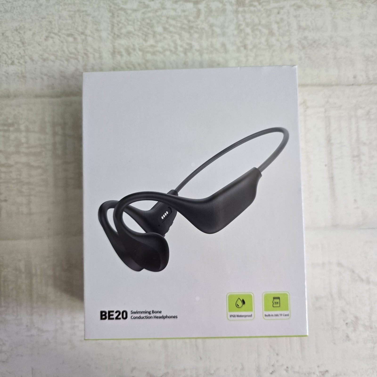 Swimming Headphones IP68 Waterproof, Bone Conduction Headphones MP3 Black