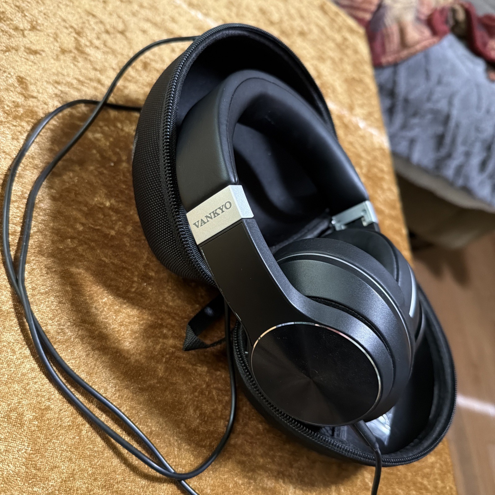 Vankyo Over-Ear Headphones Black with Zipper Carrying Case and Audio Cable