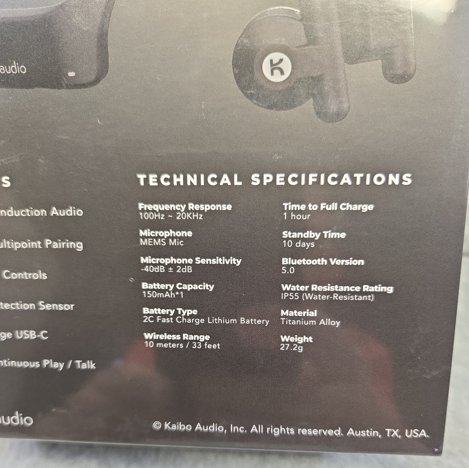 Kaibo Verse Plus – Bone Conduction Headphones – Bluetooth Multipoint Pairing