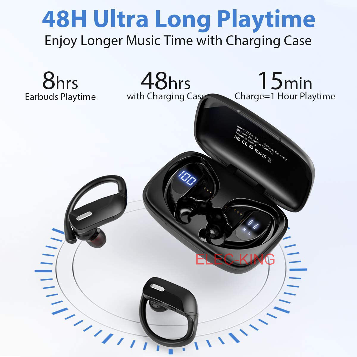 Bluetooth 5.0 Headset TWS Wireless Earphones Earbuds Stereo Headphones Ear Hook