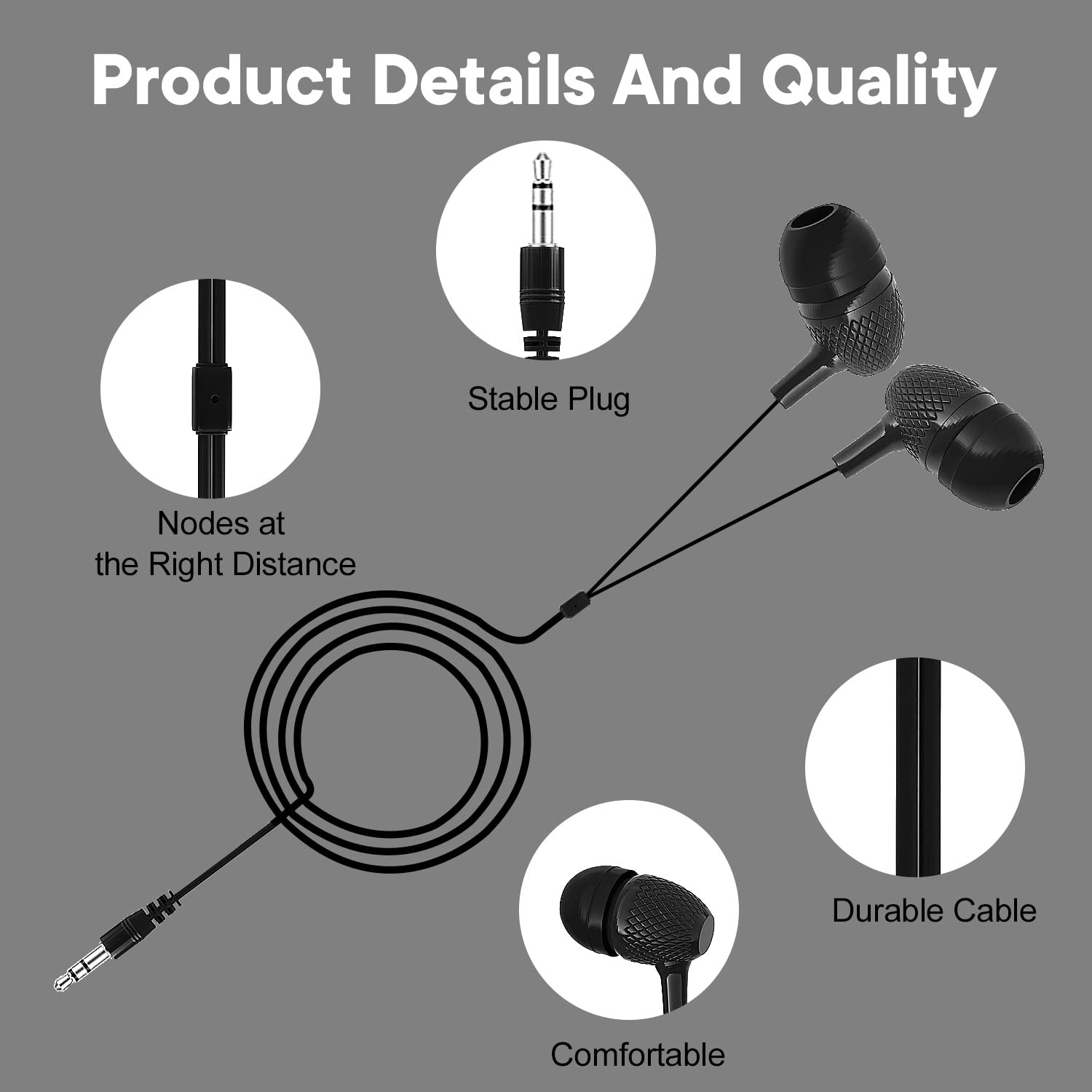 Wensdo Bulk Earbuds Headphones 50 Pack for Classroom Kids, Wholesale Durable …