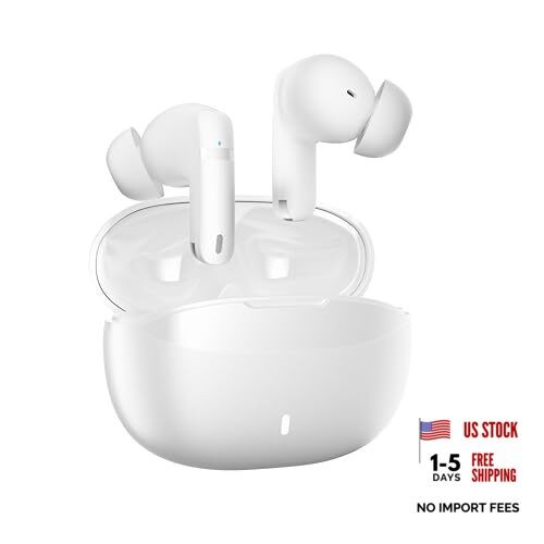 Wireless Earbuds, 100H Bluetooth 5.4 Headphones, ENC+ ANC Noise White