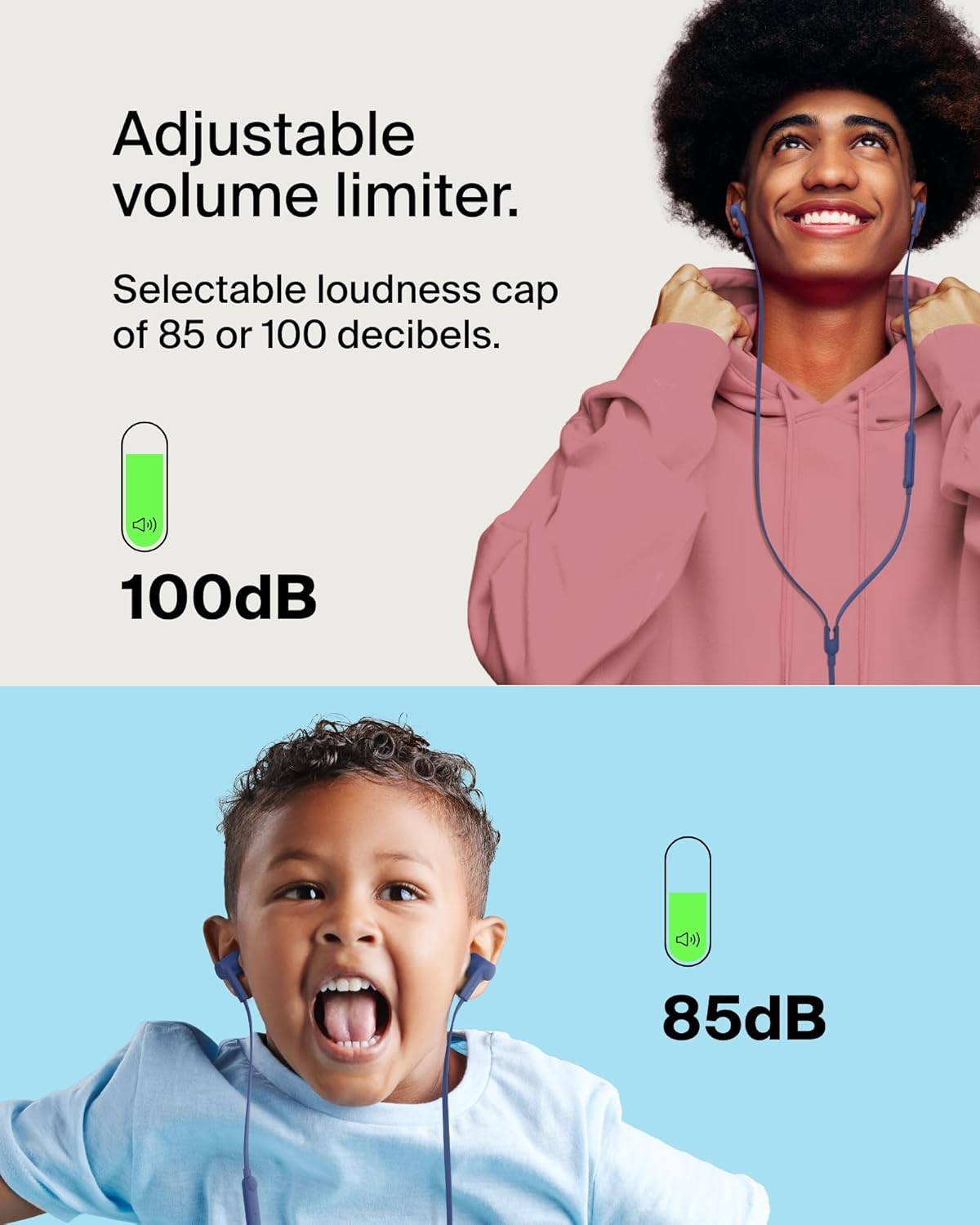 Belkin SoundForm Wired Earphones USB-C Volume Limited 85/100dB All Purpose Blue