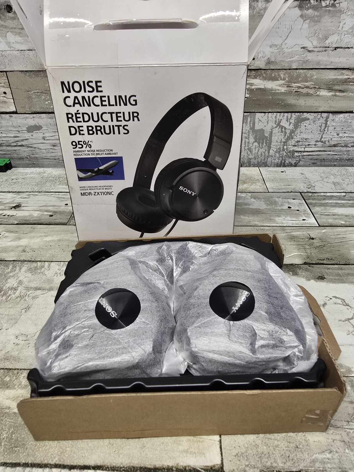 Sony MDR-ZX110NC Noise Cancelling Headphones MDRZX110NC Black Tested Works