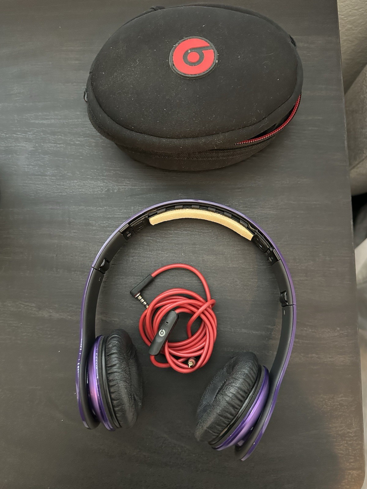 Beats by Dr. Dre Solo HD Purple Headphones Foldable In-Line Control w/ Case