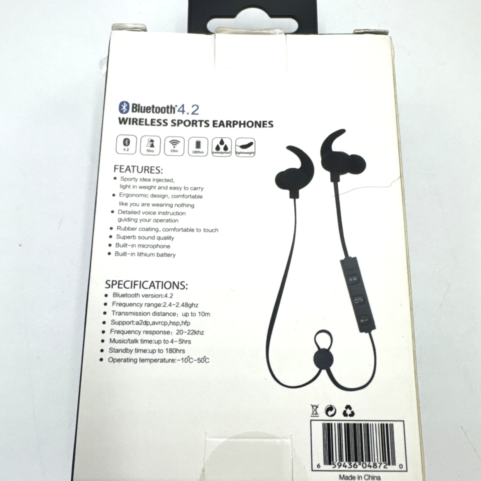 Frontech Wireless Sports Earphones Bluetooth 4.2 New In Package