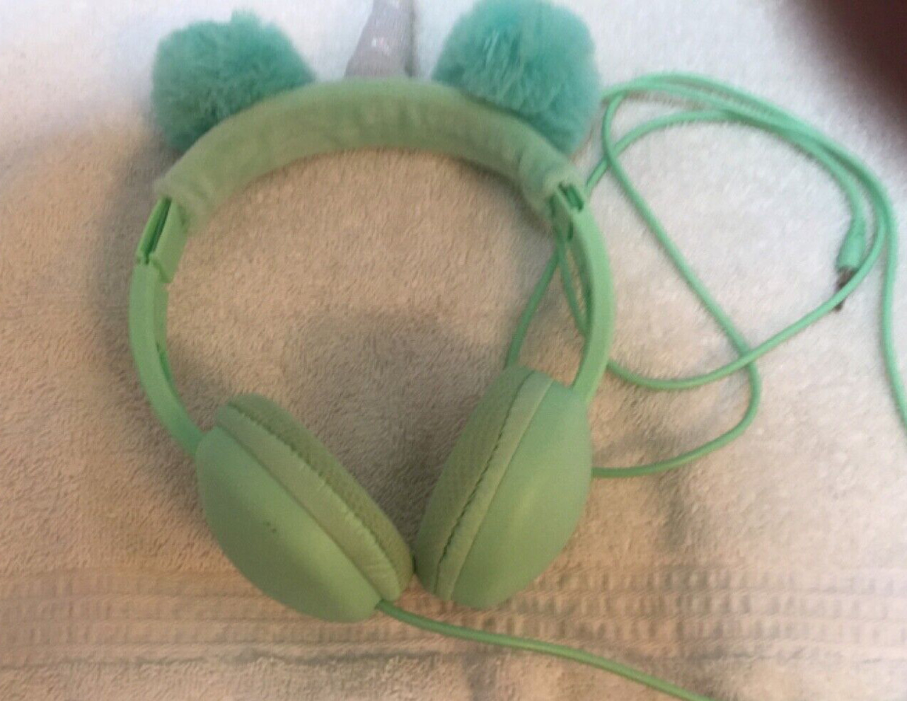 Girls Mint green Unicorn Wired Headphones with Microphone 3.5mm Jack