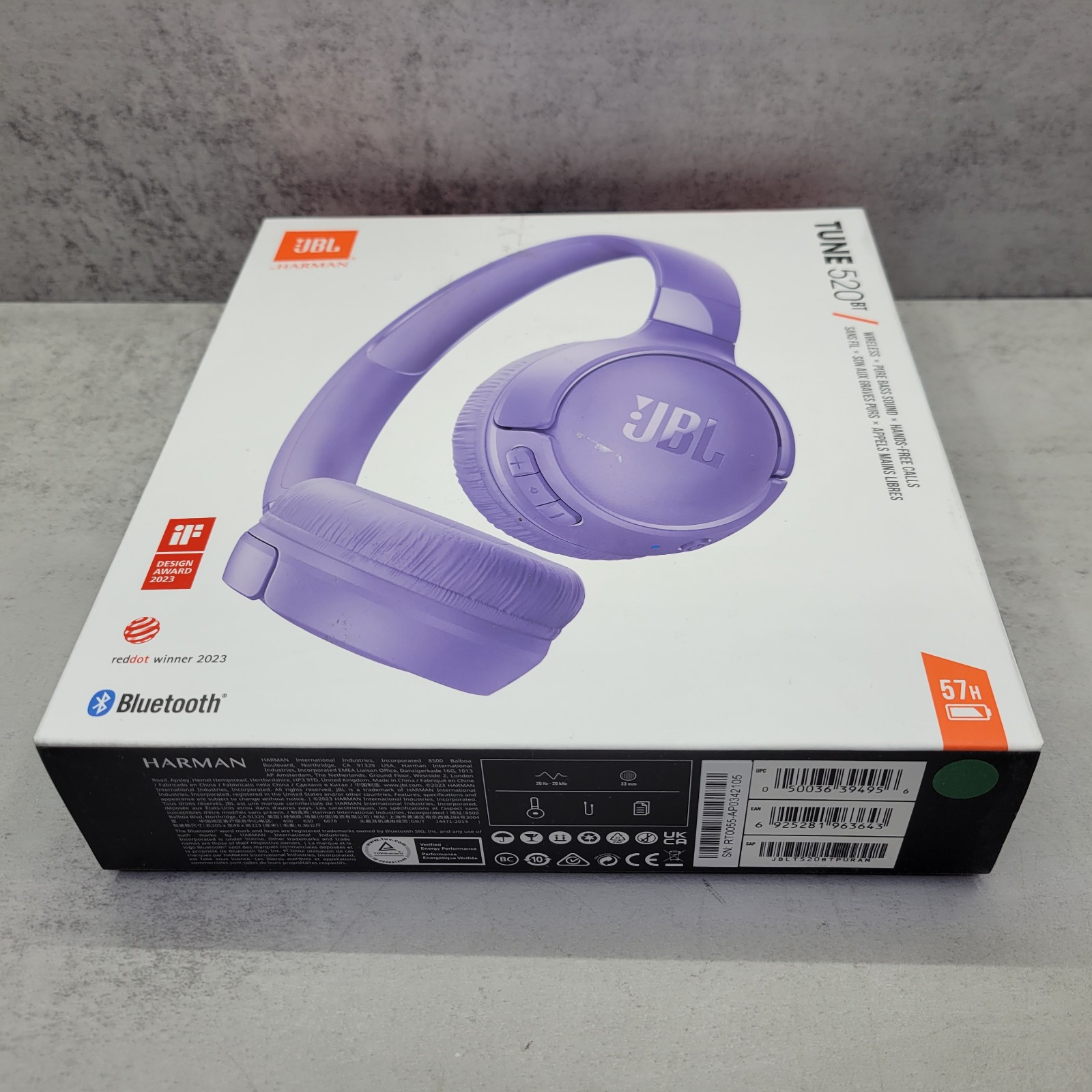 JBL Tune 520BT Wireless On-Ear Bluetooth Headphones Foldable Design – Purple™