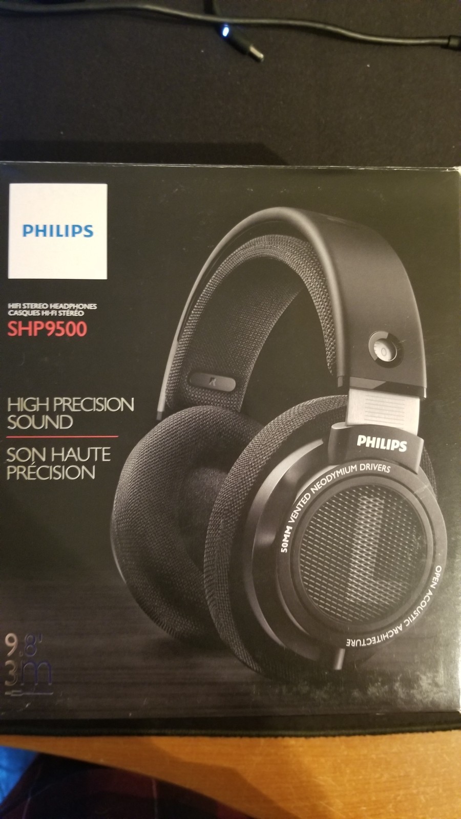 Philips SHP9500 HiFi Precision Stereo Over the Ear Headphones Black Open Back