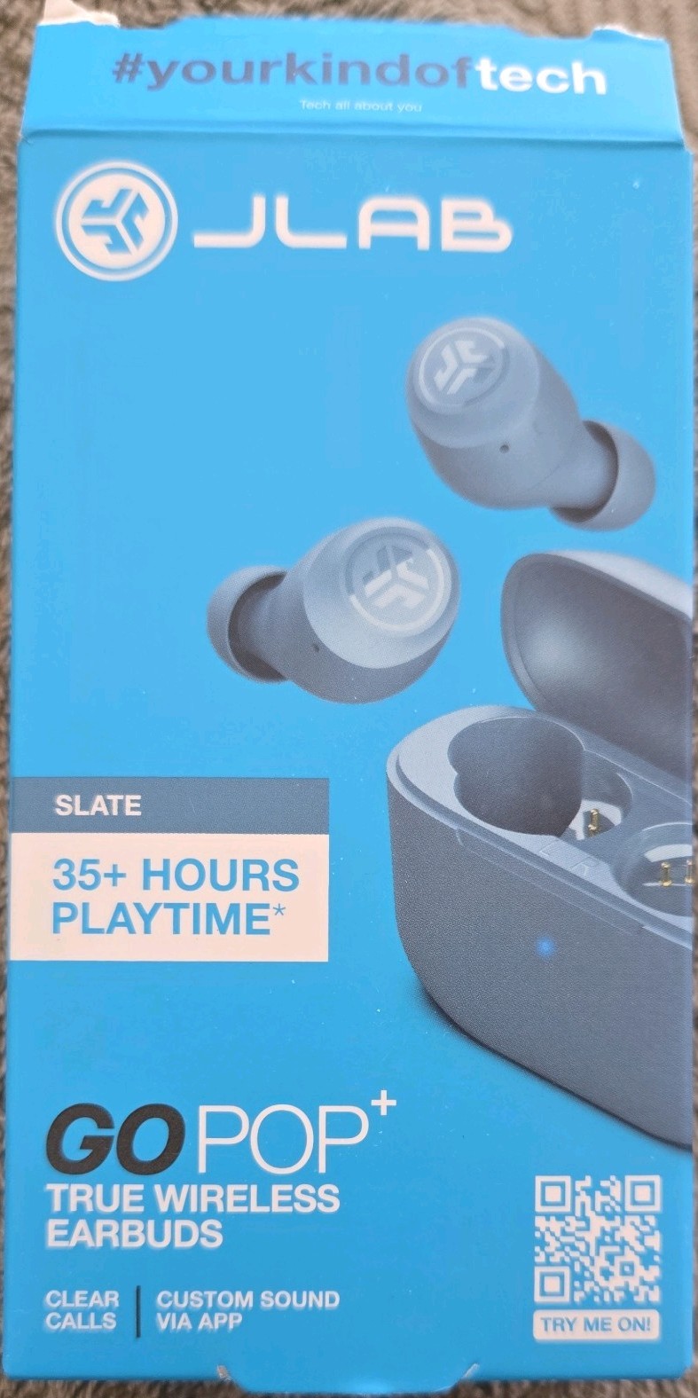 JLAB GOPOP+ Wireless Bluetooth Earbuds, iOS, Android, SLATE***Open Box