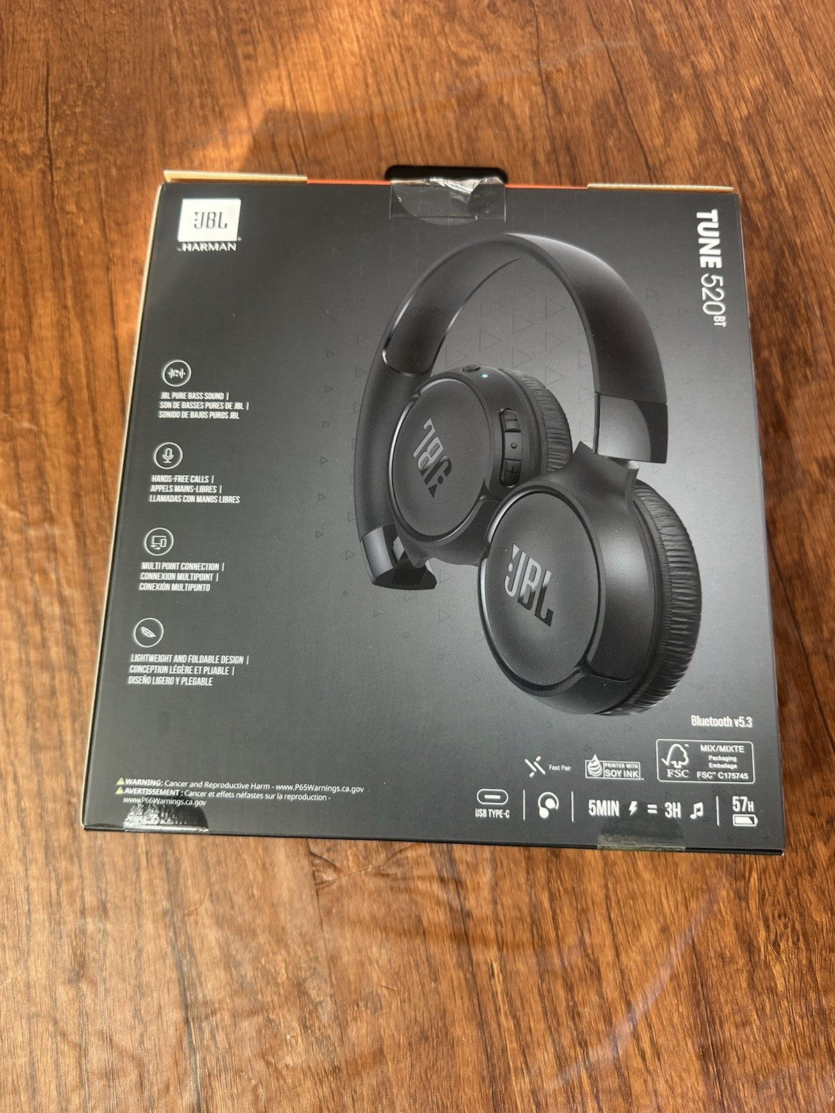 JBL Tune 520BT Bluetooth Headphones Wireless On-Ear 57H Battery New Sealed