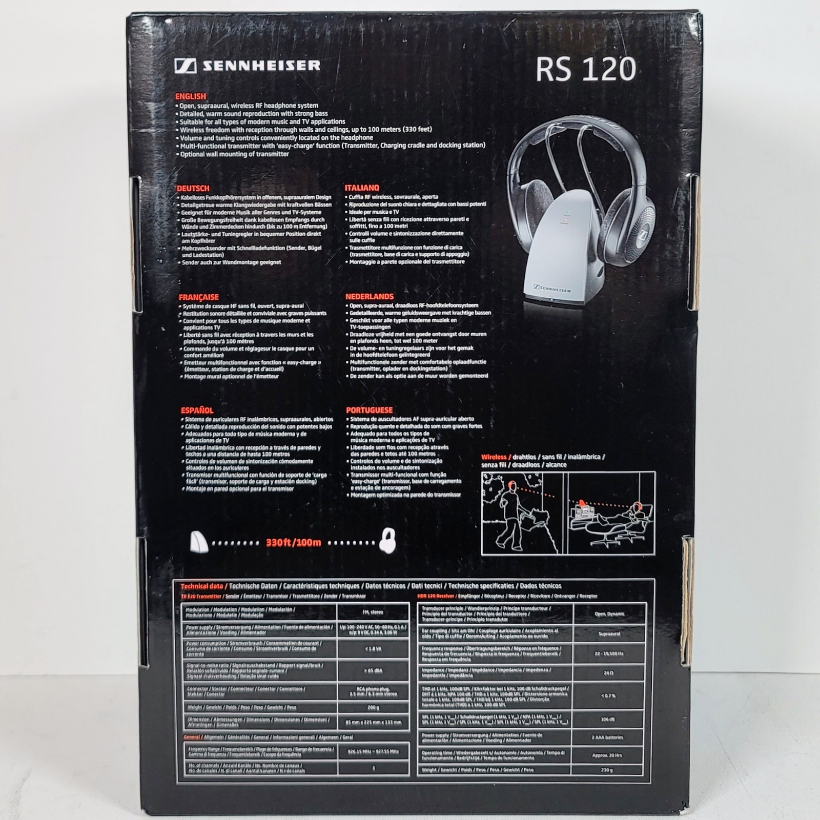 Sennheiser RS 120 Base & TR 120 Wireless Headphones TESTED WORKING
