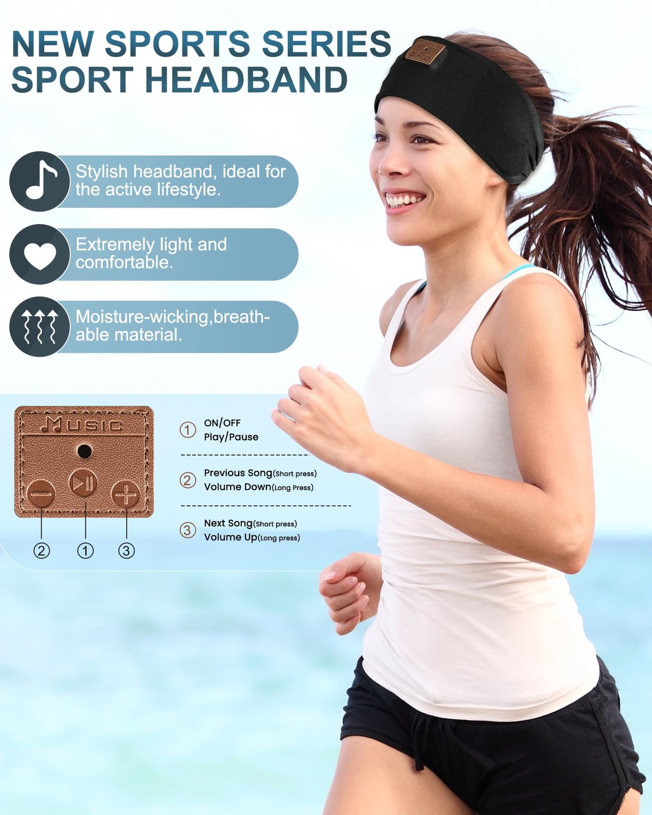 Mixiba 2-Pack Sleeping Headphones, Headband One size fits all, Black&Grey