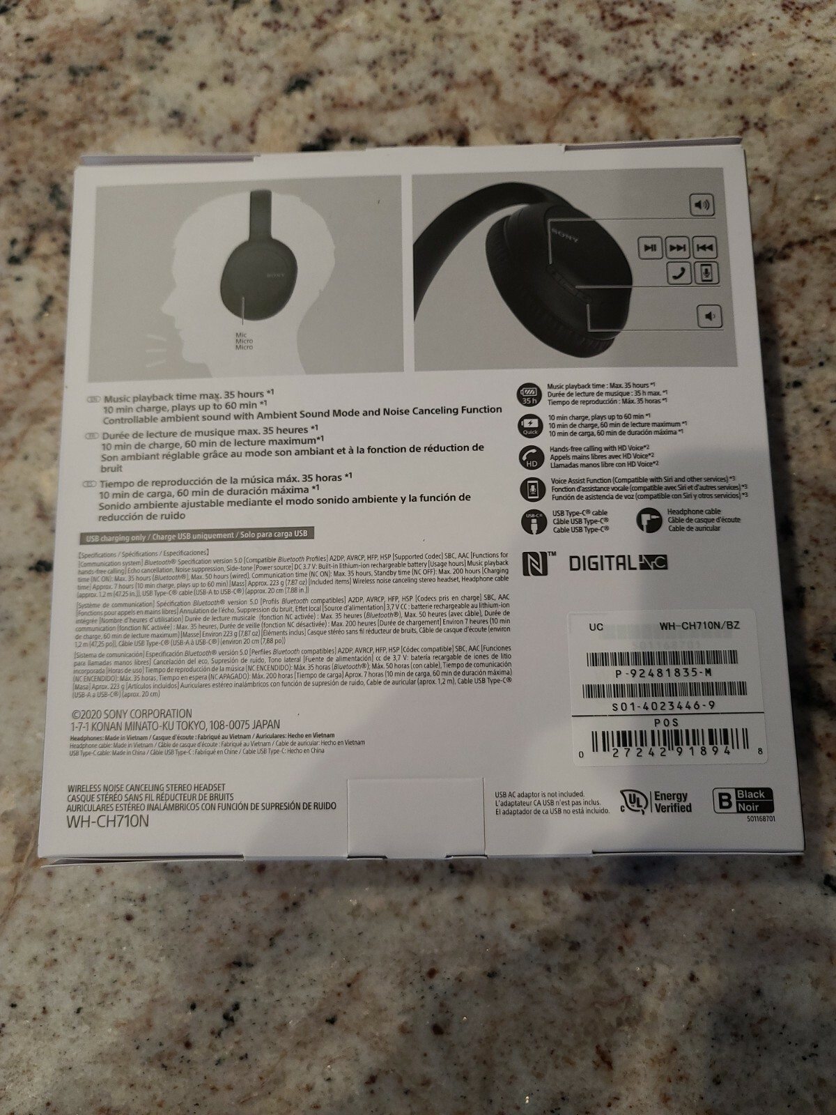 Sony WH-CH700N Wireless Over-Ear Headphones – Black