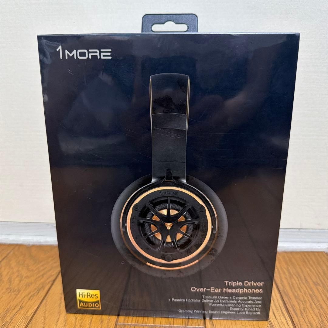 Gold Black 1MORE H1707 Triple Driver Over Ear Headphones Wired Hi-Res Audiophile