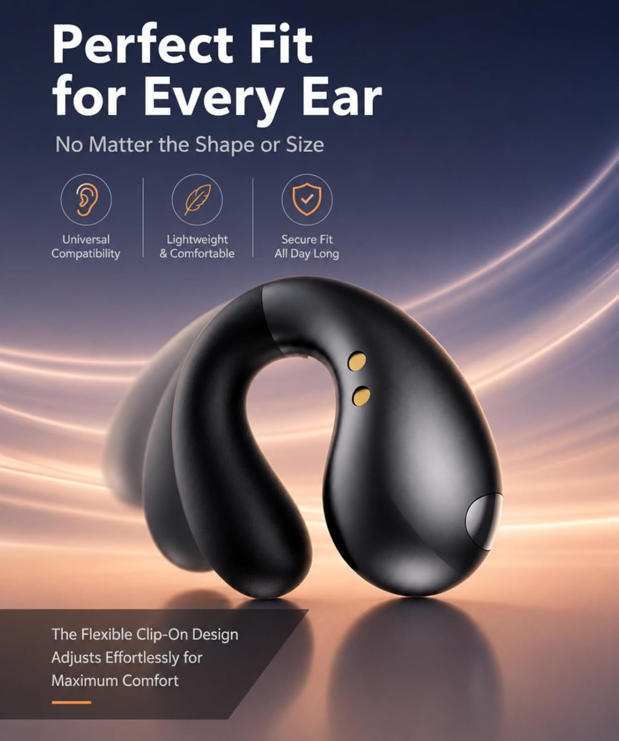 Ultra Open Ear Earbuds – Comfort Clip on Earbuds, Wireless Bone Headphones Desig