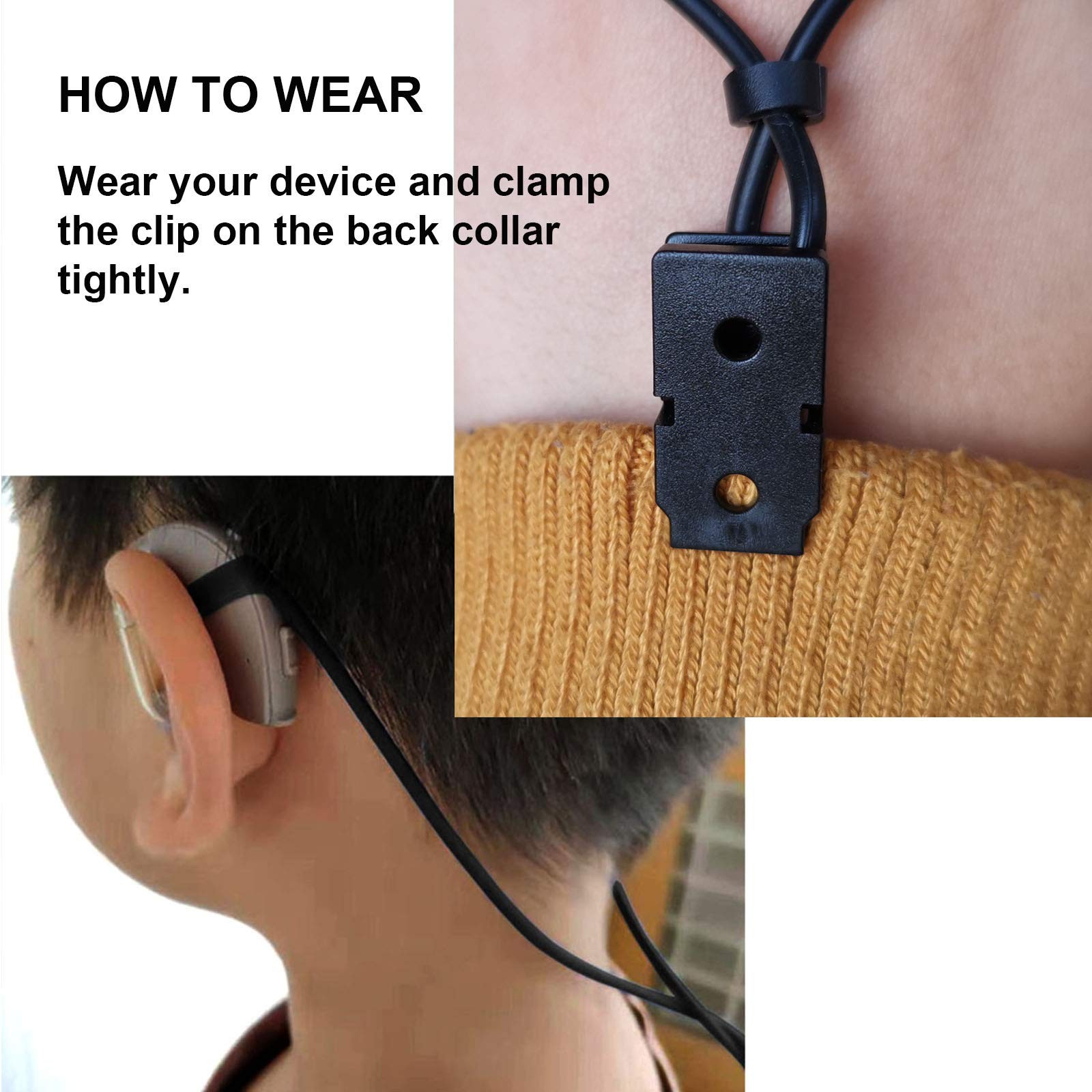 BOCOKO 2 Pieces Hearing Aid Clip Anti-Lost Lanyard 1 count (Pack of 1), Black
