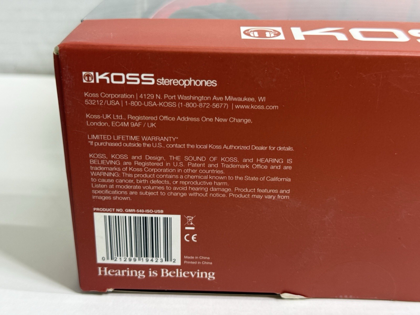 Koss Closed Back Gaming Headphones Boom Microphone USB Red GMR-540-USB OPEN BOX