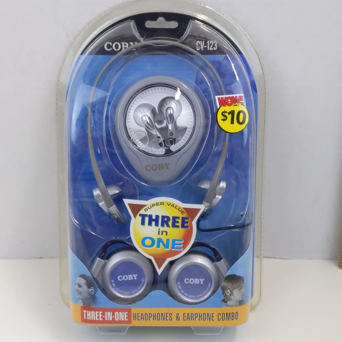 NEW Coby CV123 Three In One Headphones Earphones Combo Sealed Retail Pack Value