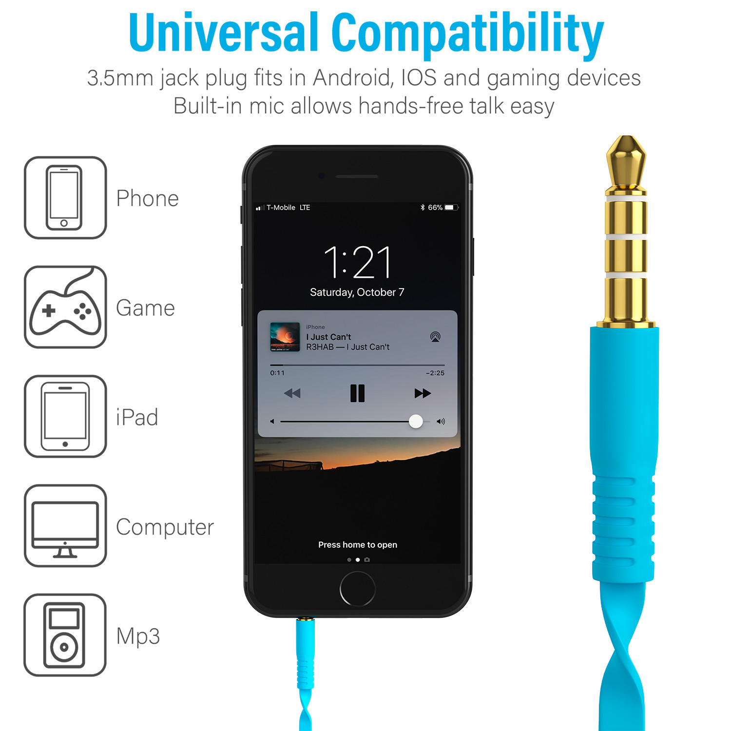 Earphone Headphones with Microphone, Volume Control, Thin Silicone in Ear Tips