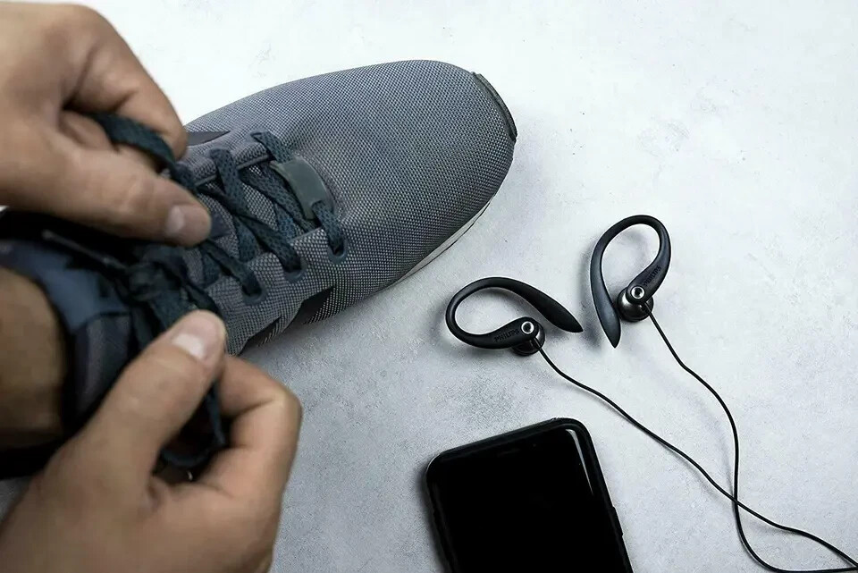 飞利浦有线耳塞 适用于 Phone Over Ear Hook 耳机 头戴式耳机-黑色-