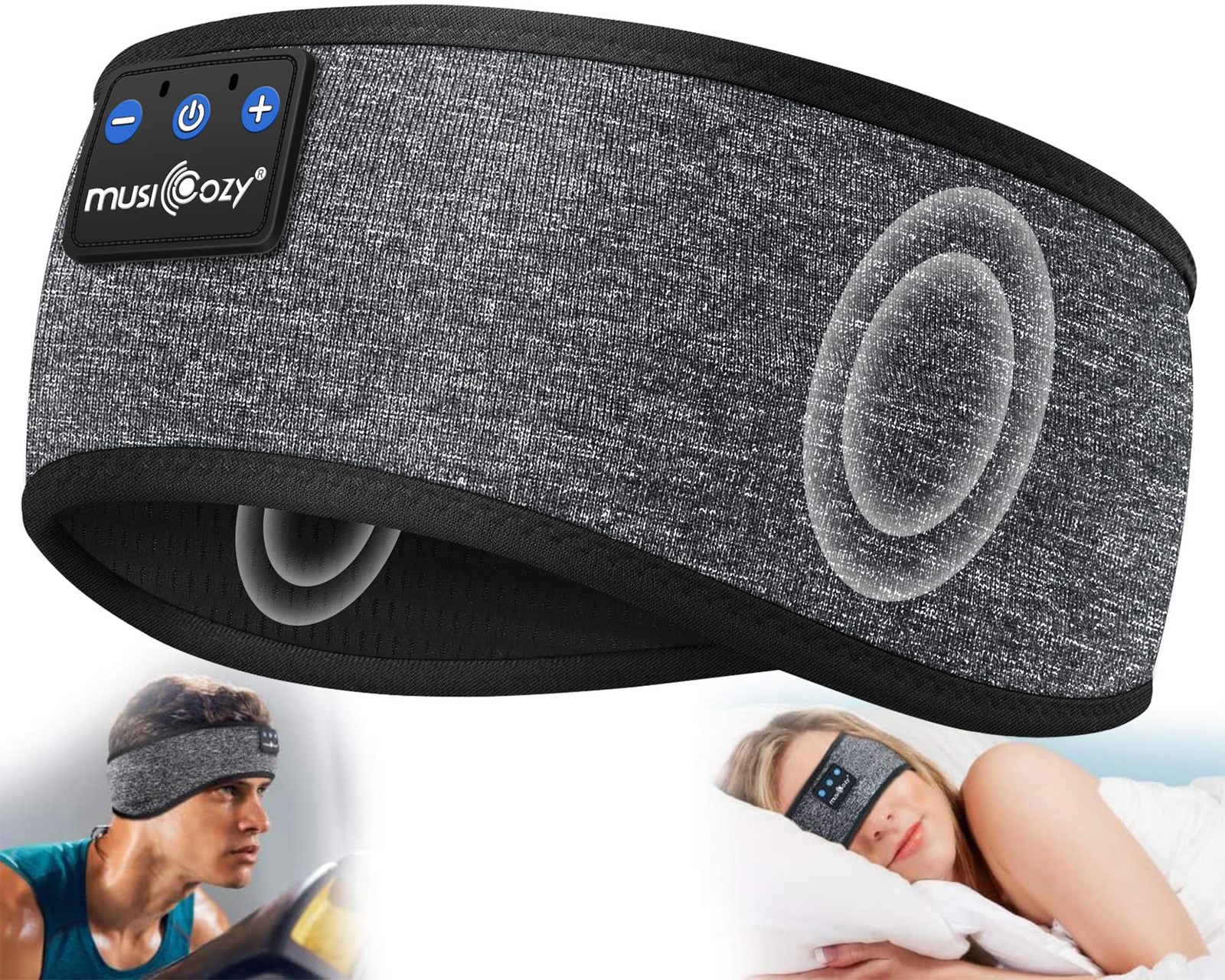 MUSICOZY Bluetooth 5.4 Sleep Headphones Sports Headband One Size, Star Grey