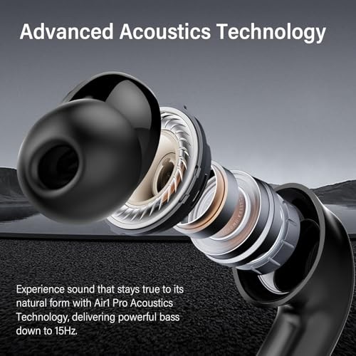 Black Hybrid Earbuds – 6 Mics – Clear Call ENC – Active Noise Canceling
