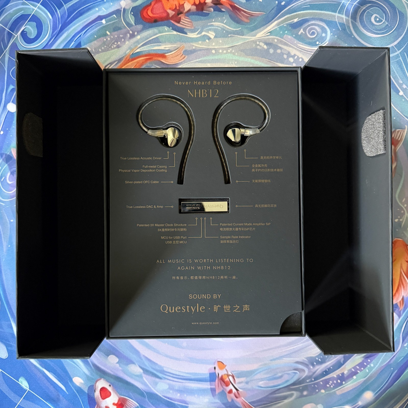 Questyle NHB12 True Lossless Earphone w/ Lightning Plug (Silver) and 3.5mm cable