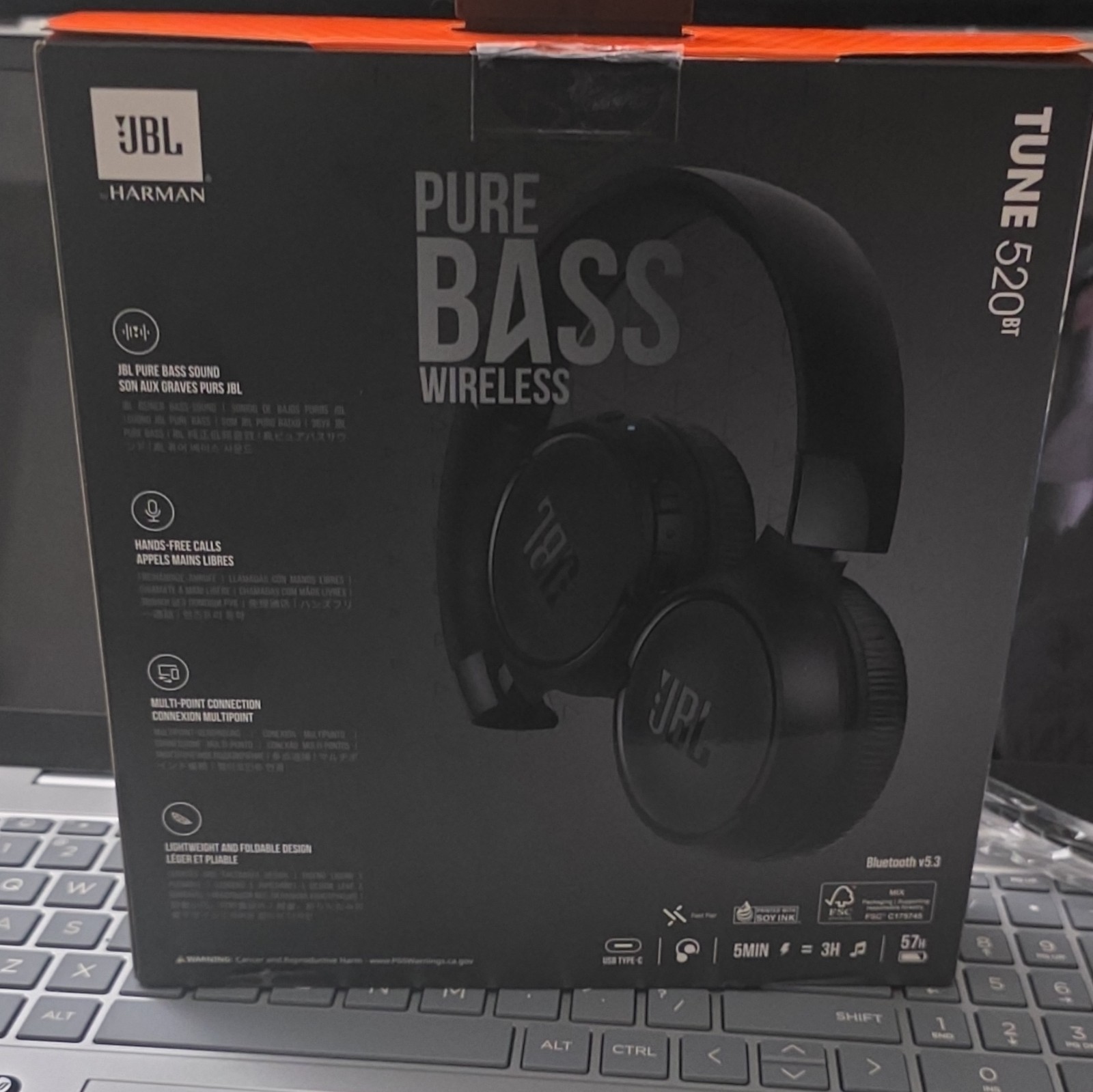 JBL Tune 520BT Wireless Bluetooth On-Ear Headphones w/ Mic, Multipoint, Black