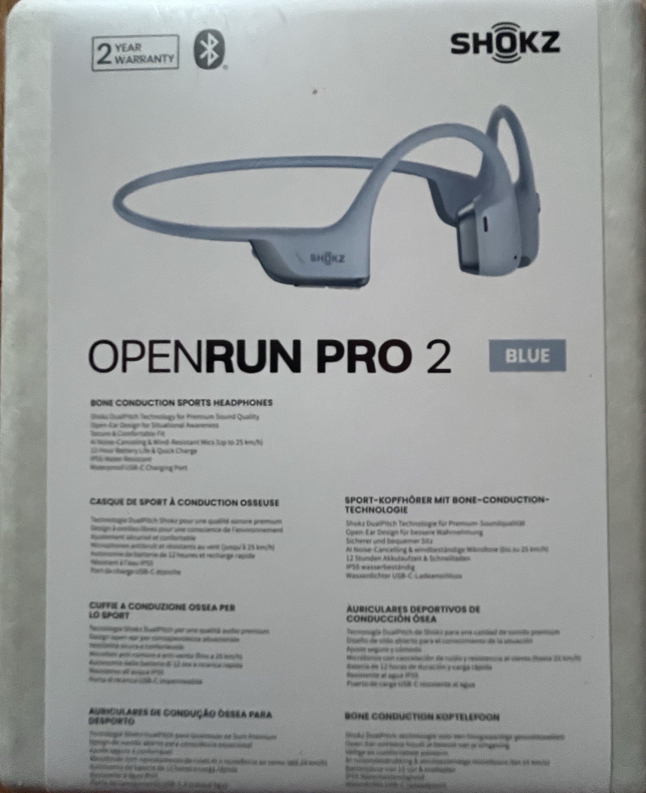 Shokz OpenRun Pro Bluetooth Wireless Headphones w/Case Blue New Sealed