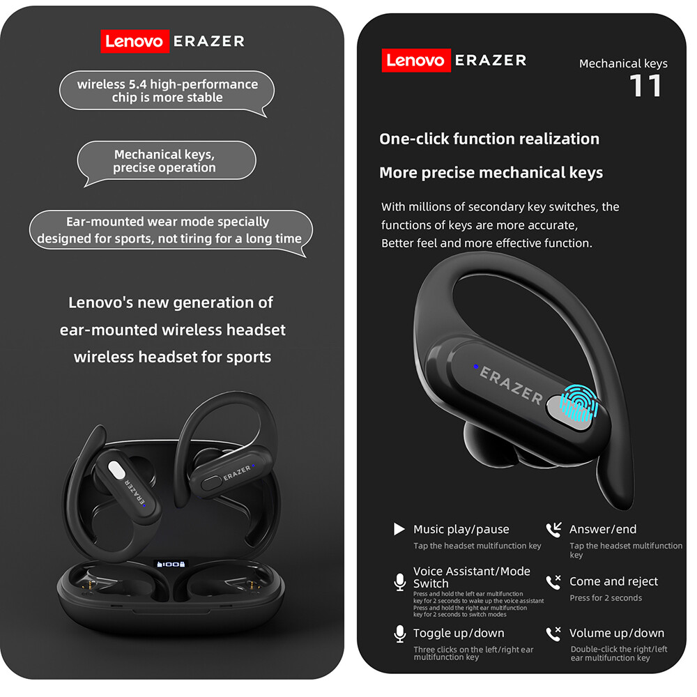 ERAZER XT60PRO BT5.3 Noise Cancelling Ear-Hook Headphones R6A4