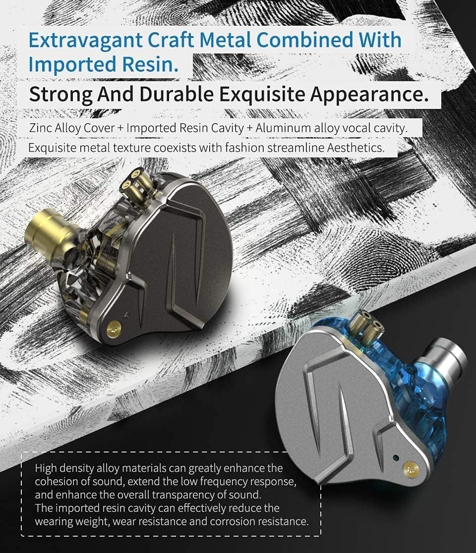 KZ ZSN Pro Dual Drivers 1BA 1DD IEM In Ear Earphones BLUE w/ Mic Bass Clarity